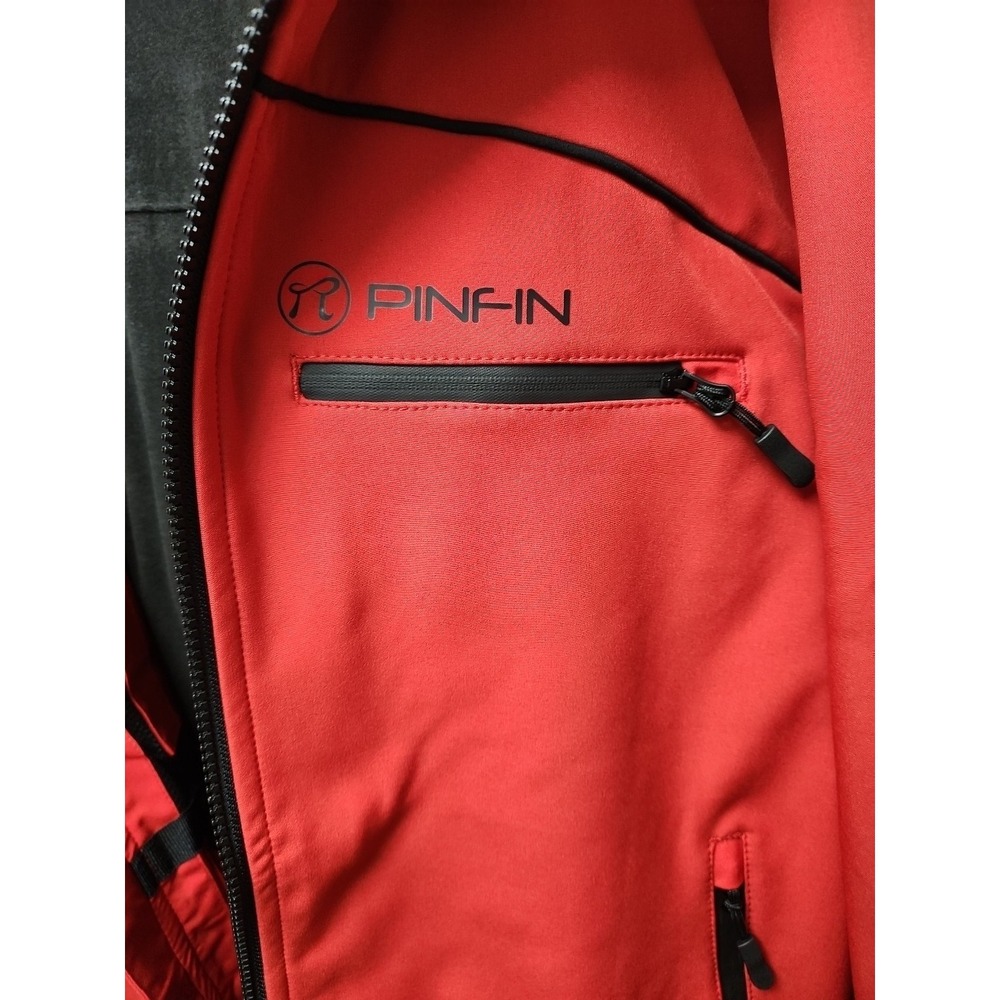 PinFin Black Windbreaker High Tech Jacket Mens Medium Red - Picture 6 of 8